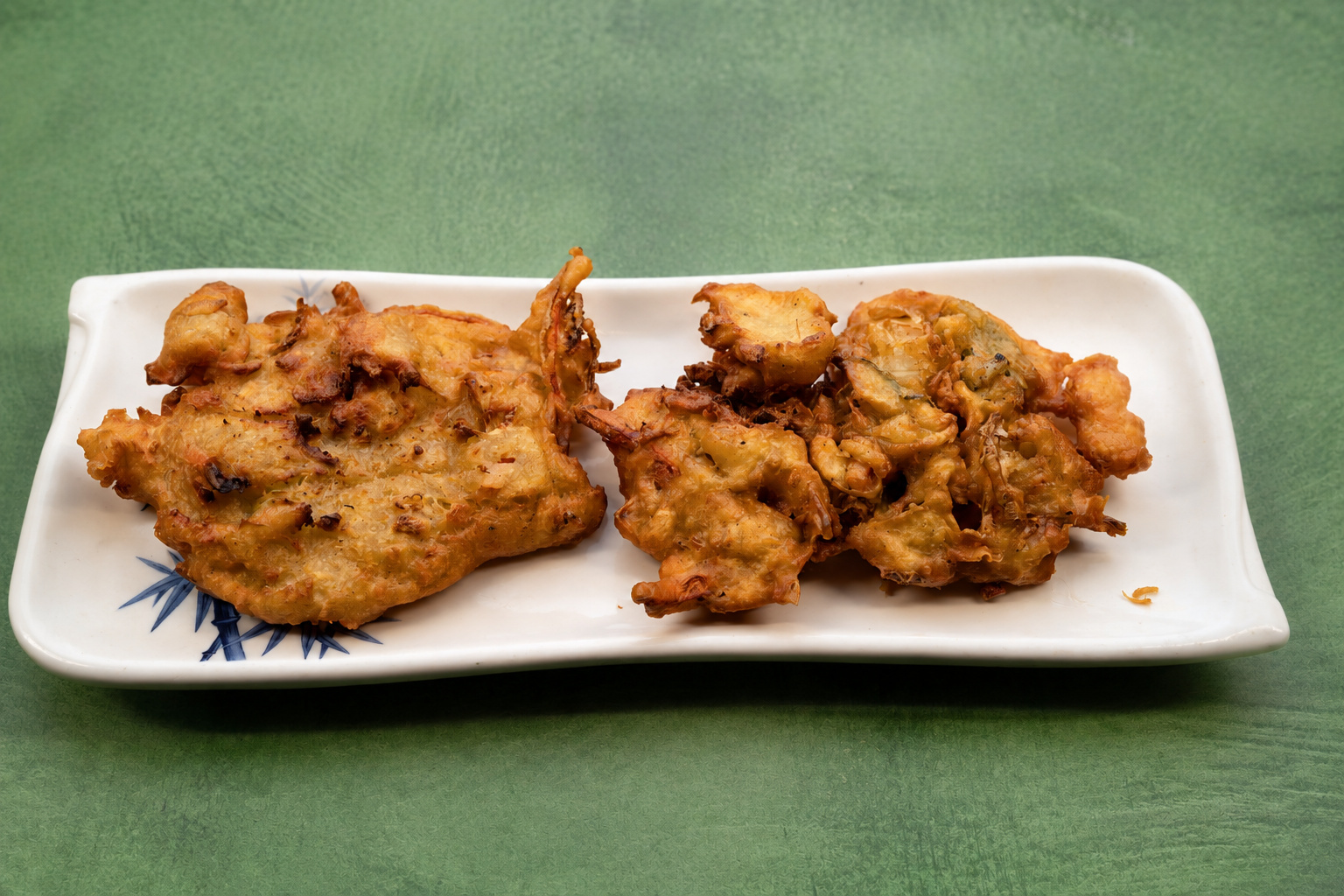 IBU: Bakwan, fried fritter platter — Indonesian restaurant food photography