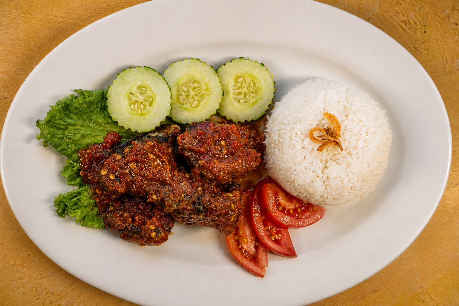 IBU: Sambal rice plate — Indonesian restaurant food photography
