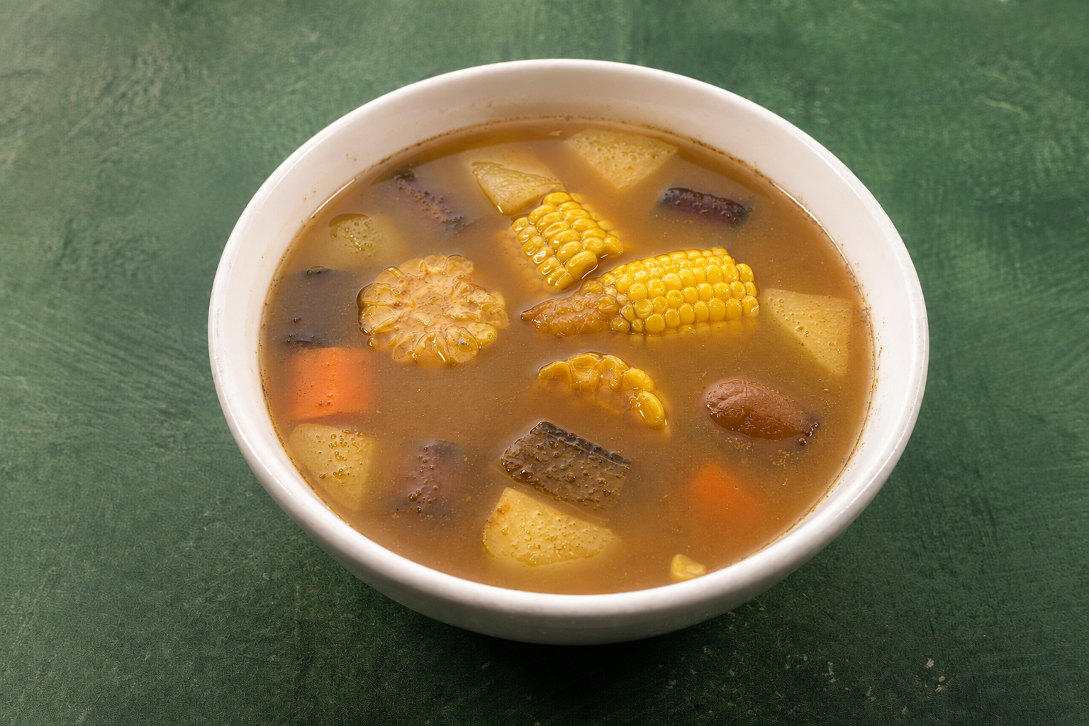 IBU: Vegetable soup with corn — Indonesian restaurant food photography