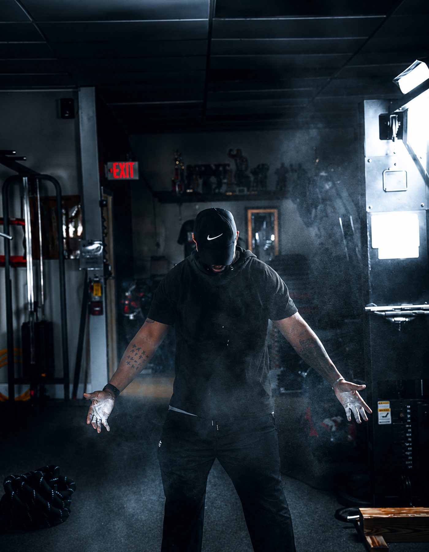 Athlete portrait on the training floor, fitness photography
